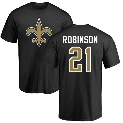 Men New Orleans Saints Black Patrick Robinson Name and Number Logo NFL Football #21 T Shirt